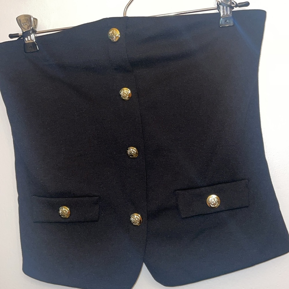 21 Saints strapless button down split hem top